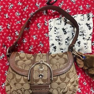 Coach Brown Signature Canvas Saddle Shoulder Bag
